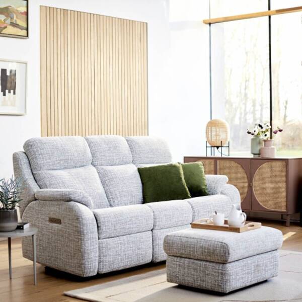 G Plan Kingsbury fabric sofa, Julian Foye