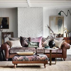 Peggy sofa fabric and leather combination, Julian Foye