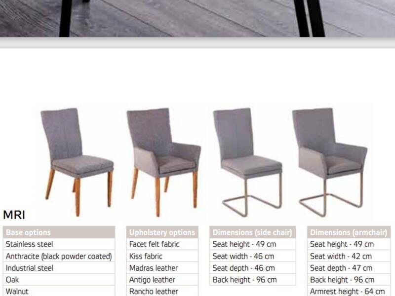 Maria chair sizes