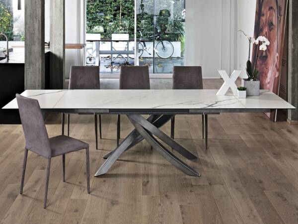 Bontempi Aristico dining table, Italian design glass, marble or ceramic, Julian Foye