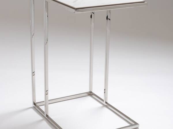 Destiny stainless steel and ceraic top side table, Julian Foye