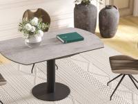 Leena dining table in a room with chairs around it