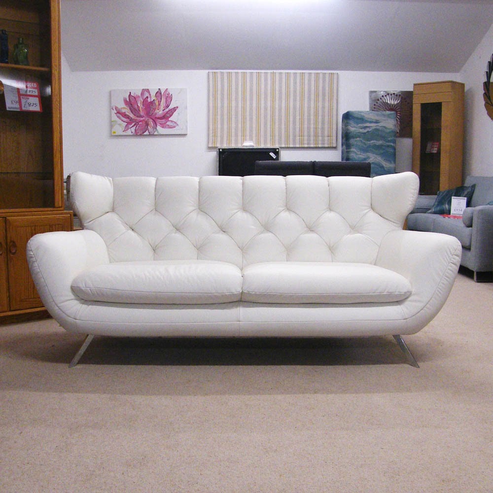 White leather shop living room furniture