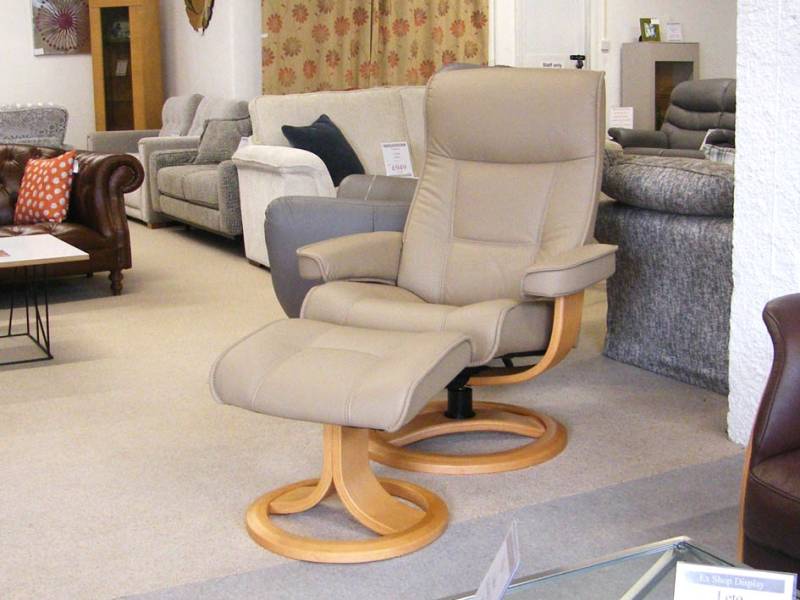 Nigel Leather Swivel Recliner & Stool