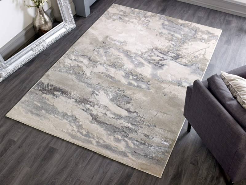 Aurora cloud metallic rug in a room