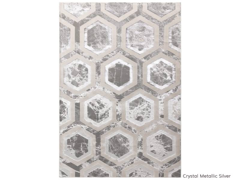 Aurora crystal metallic silver rug
