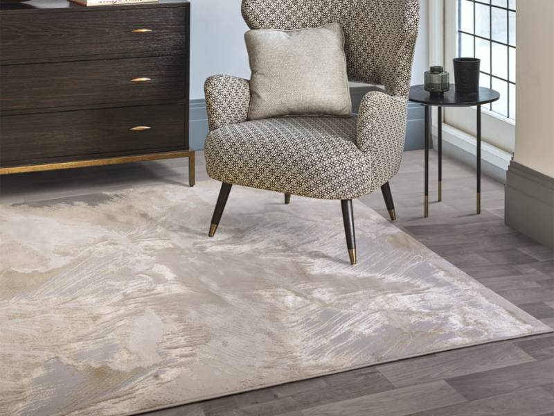 Aurora etch coloured rug in a living room
