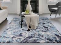 Aurora foam metallic blue in a living room