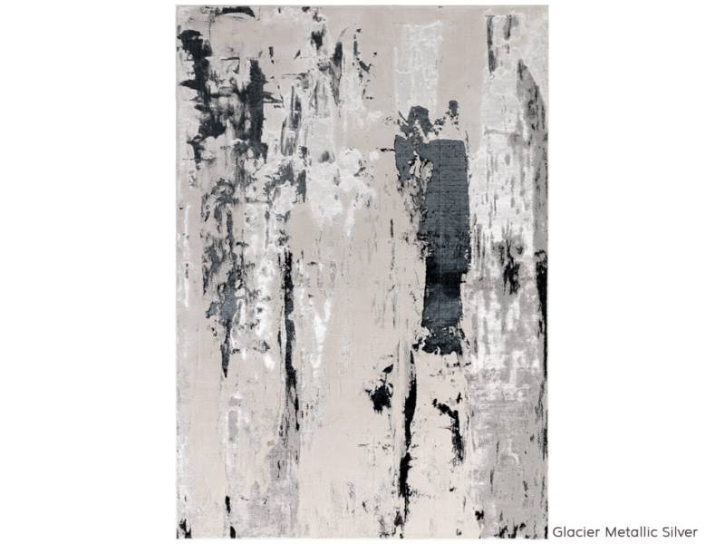 Aurora glacier metallic silver rug