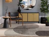 Muse grey retro rug in a living room