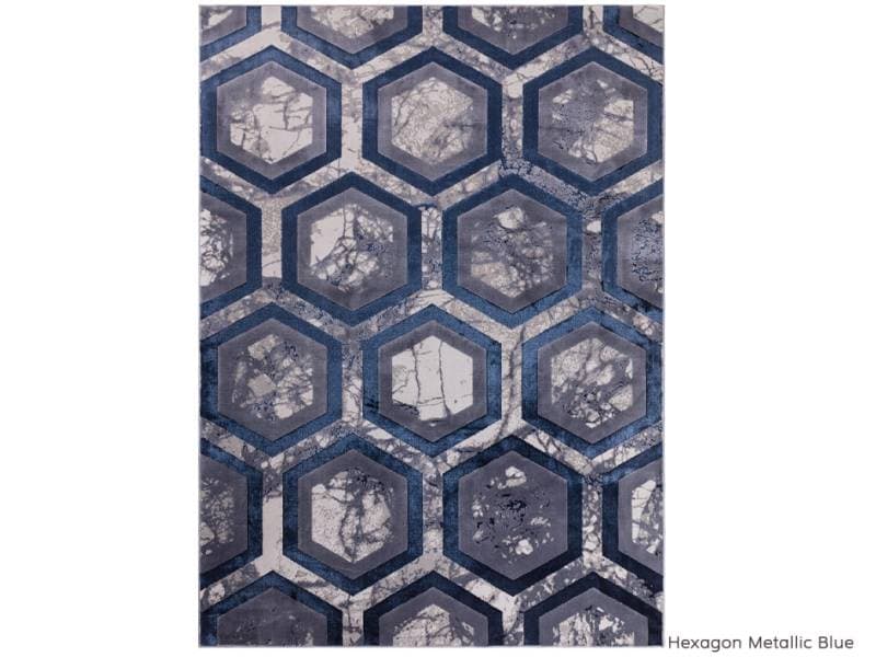 Aurora Hexagon Metallic Blue rug