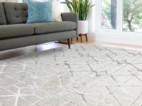 Aurora Lattice Metallic Silver rug in a living room