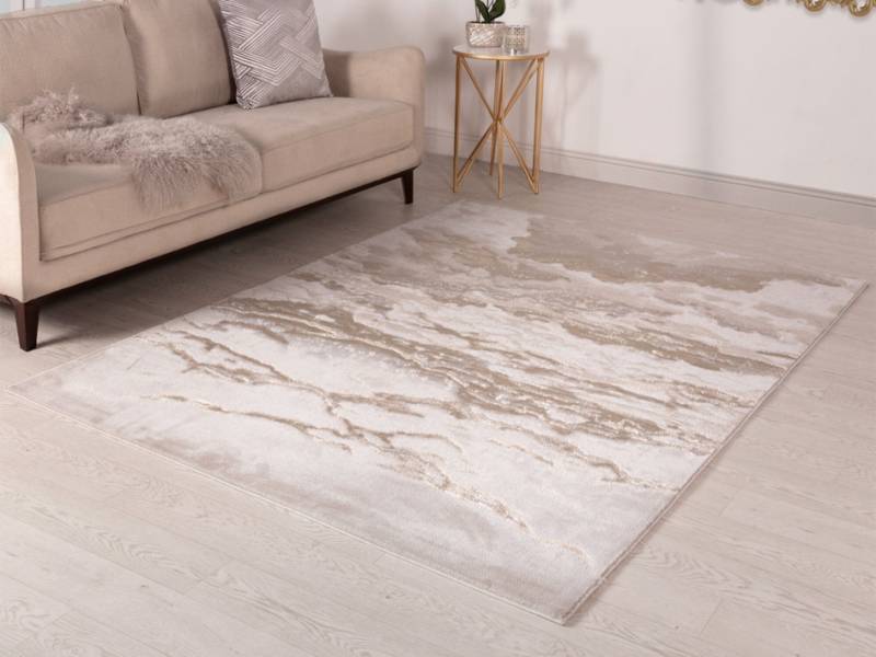 Aurora Linea Metallic rug in a living room