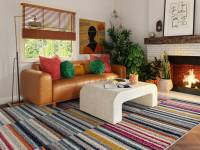 Muse multi coloured stripe rug in a living room