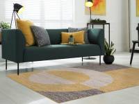 Muse yellow halo rug in a living room