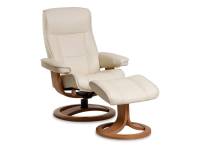 Nigel Recliner in cream leather colour and brown wooden details