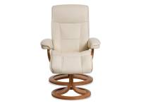 Nigel Recliner in cream leather colour and brown wooden details