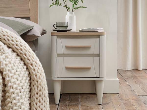 Luca 2 drawer bedside table in a bedroom