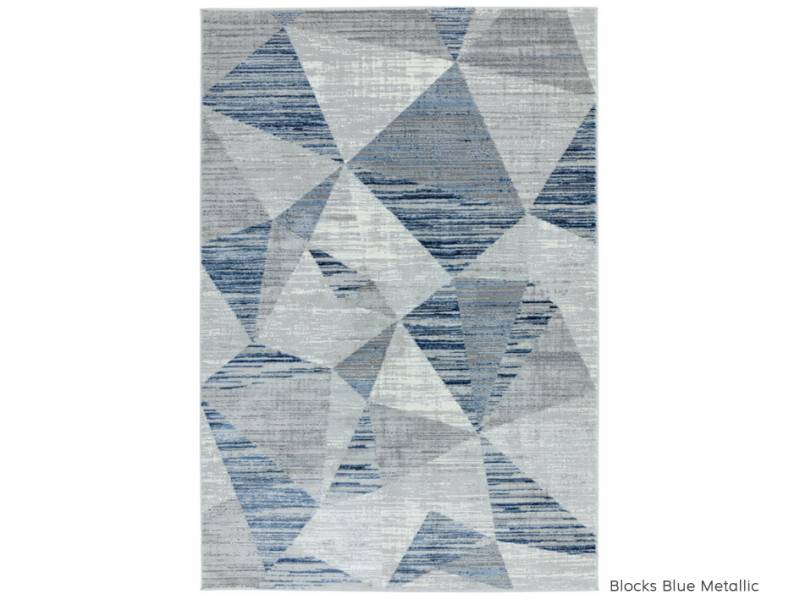 Orion blocks blue metallic rug