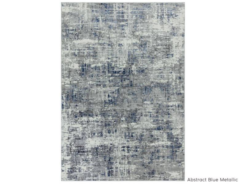 Orion abstract blue metallic rug