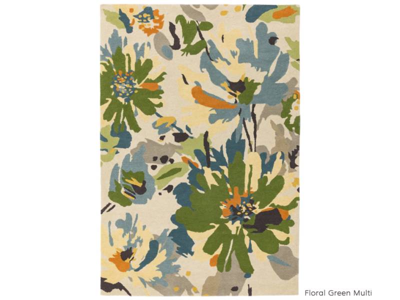 Reef floral green multi rug