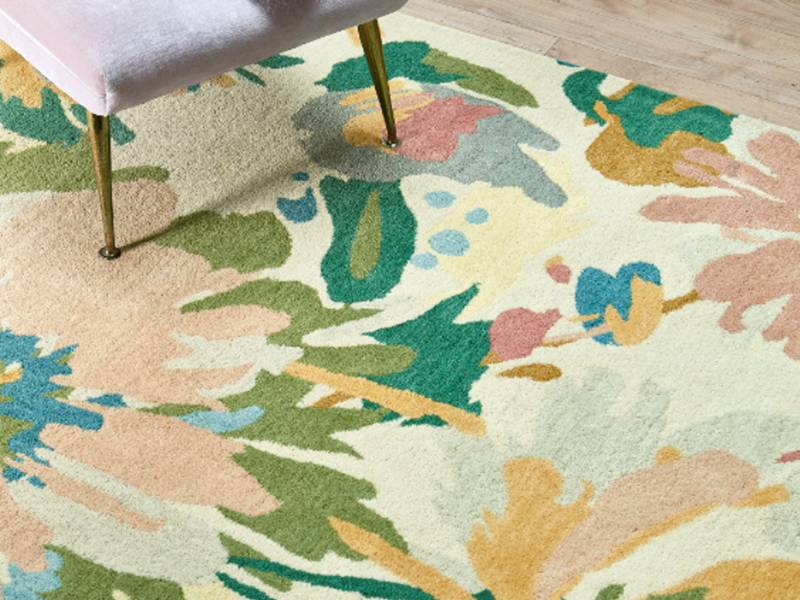 Reef floral green multi rug