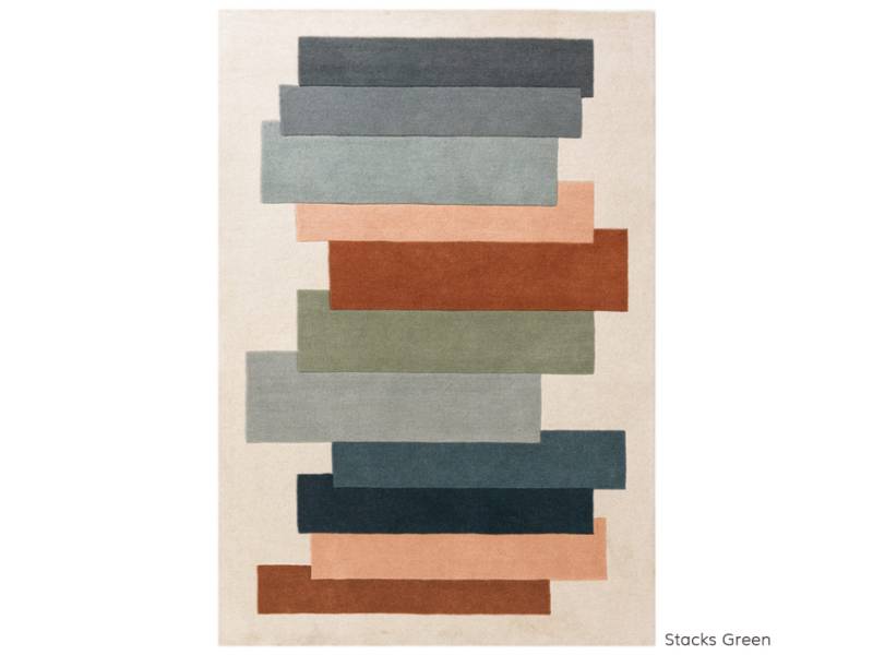 Reef stacks green rug