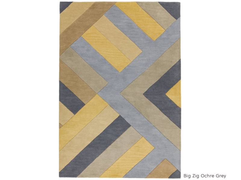Reef Big zig ochre grey rug