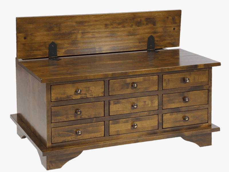 Garrat 9 drawer coffee table in dark wood finish