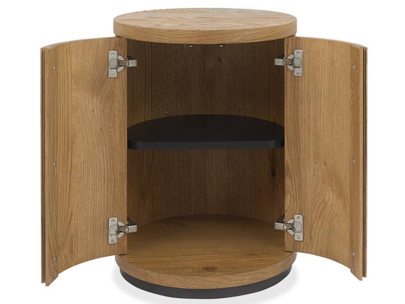 Ben Viola round lamp table with open doors