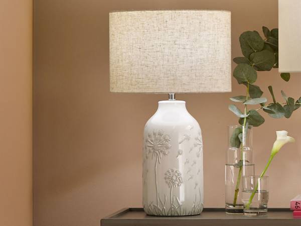 Flora White Floral Ceramic Lamp