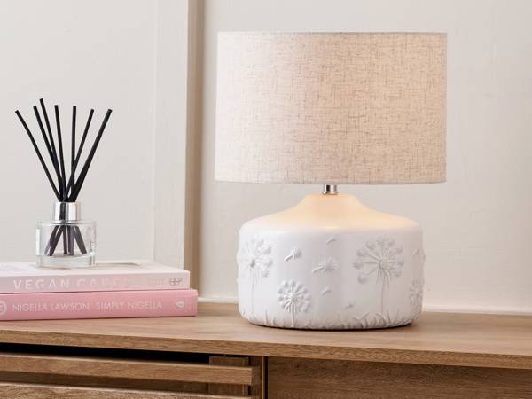 Flora White Small Floral Ceramic Table Lamp