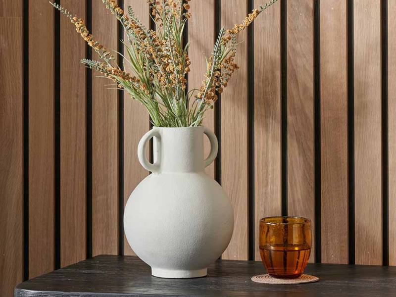 White Metal Vase with Handles