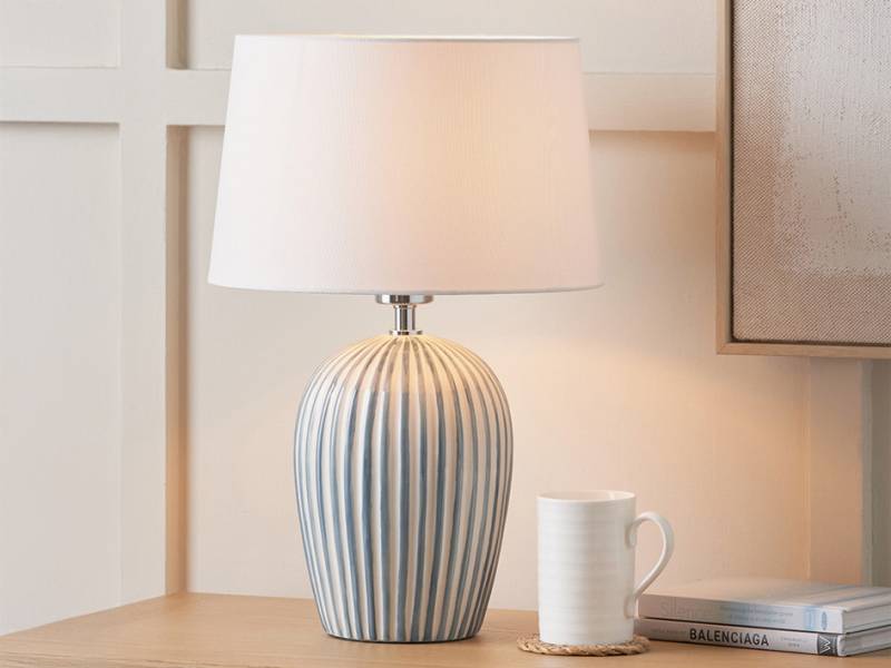 Cannes Blue and White Stripe Lamp