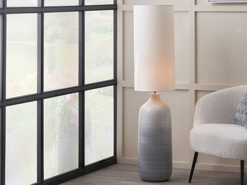 Venus Blue and Grey Ombre Ceramic Floor Lamo