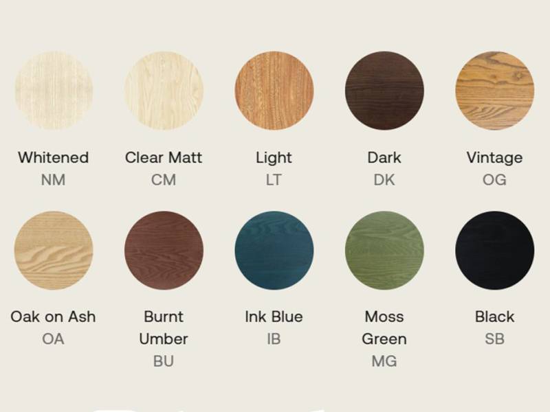 ercol collection loveseat wood finishes