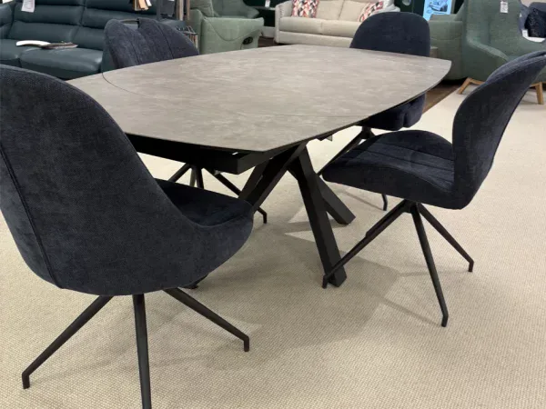 Kooper extending dining table and 4 swivel chairs