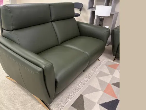 Rom Nancy 180cm green leather sofa